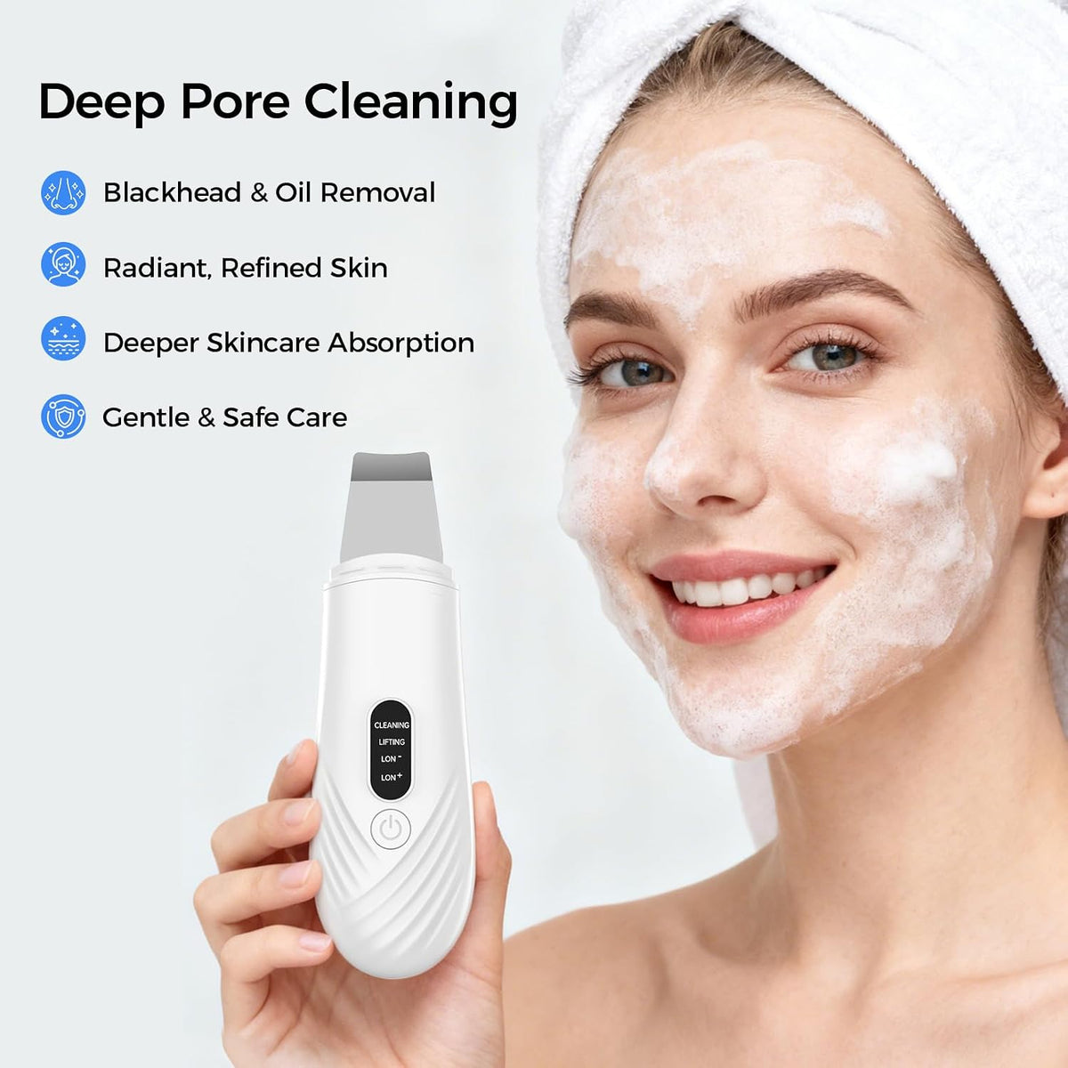 Skin Scrubber Face Spatula, Blackhead Remover Tool for Facial Deep Cleansing, Face Spatula Pore Cleaner with 4 Modes, Whitehead Remover, Blackhead Extractor, Face Scrubber (White)