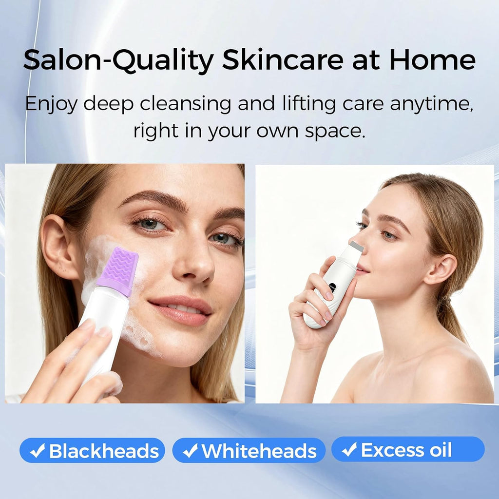 Skin Scrubber Face Spatula, Blackhead Remover Tool for Facial Deep Cleansing, Face Spatula Pore Cleaner with 4 Modes, Whitehead Remover, Blackhead Extractor, Face Scrubber (White)