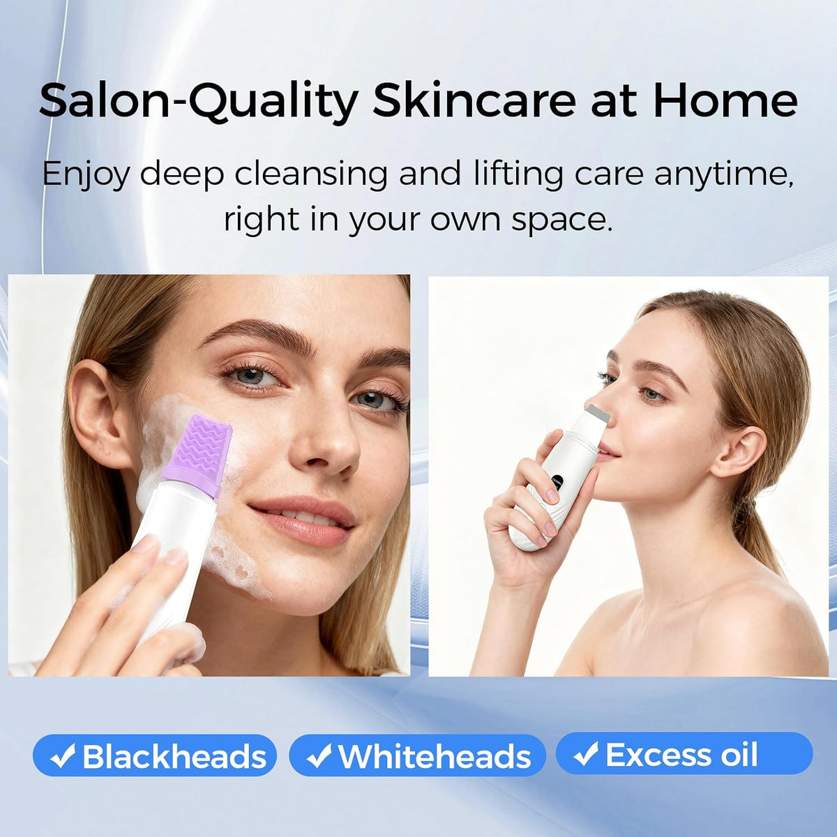 Skin Scrubber Face Spatula, Blackhead Remover Tool for Facial Deep Cleansing, Face Spatula Pore Cleaner with 4 Modes, Whitehead Remover, Blackhead Extractor, Face Scrubber (White)
