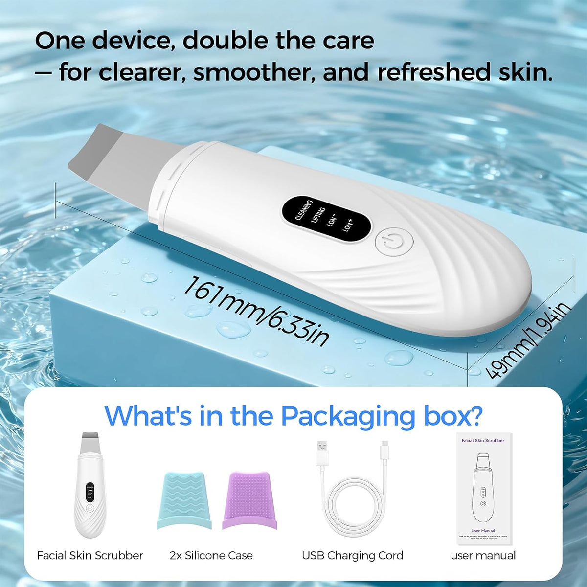Skin Scrubber Face Spatula, Blackhead Remover Tool for Facial Deep Cleansing, Face Spatula Pore Cleaner with 4 Modes, Whitehead Remover, Blackhead Extractor, Face Scrubber (White)
