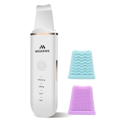 Skin Scrubber Face Skin Spatula Facial Scrubber Spatula for Deep Cleansing Blackhead Remover Pore Cleaner with 4 Modes (White)