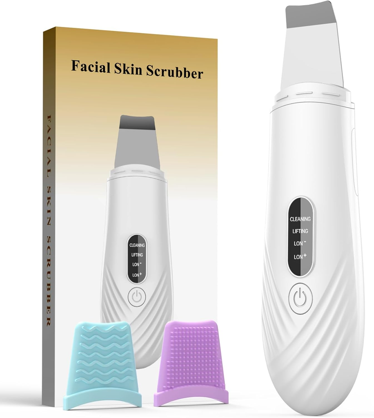 Skin Scrubber Face Skin Spatula Facial Scrubber Spatula for Deep Cleansing Blackhead Remover Pore Cleaner with 4 Modes (White)