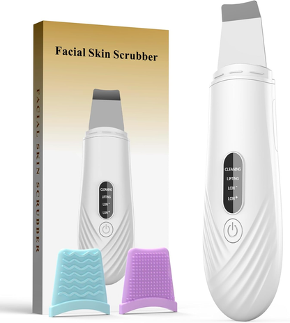 Skin Scrubber Face Skin Spatula Facial Scrubber Spatula for Deep Cleansing Blackhead Remover Pore Cleaner with 4 Modes (White)