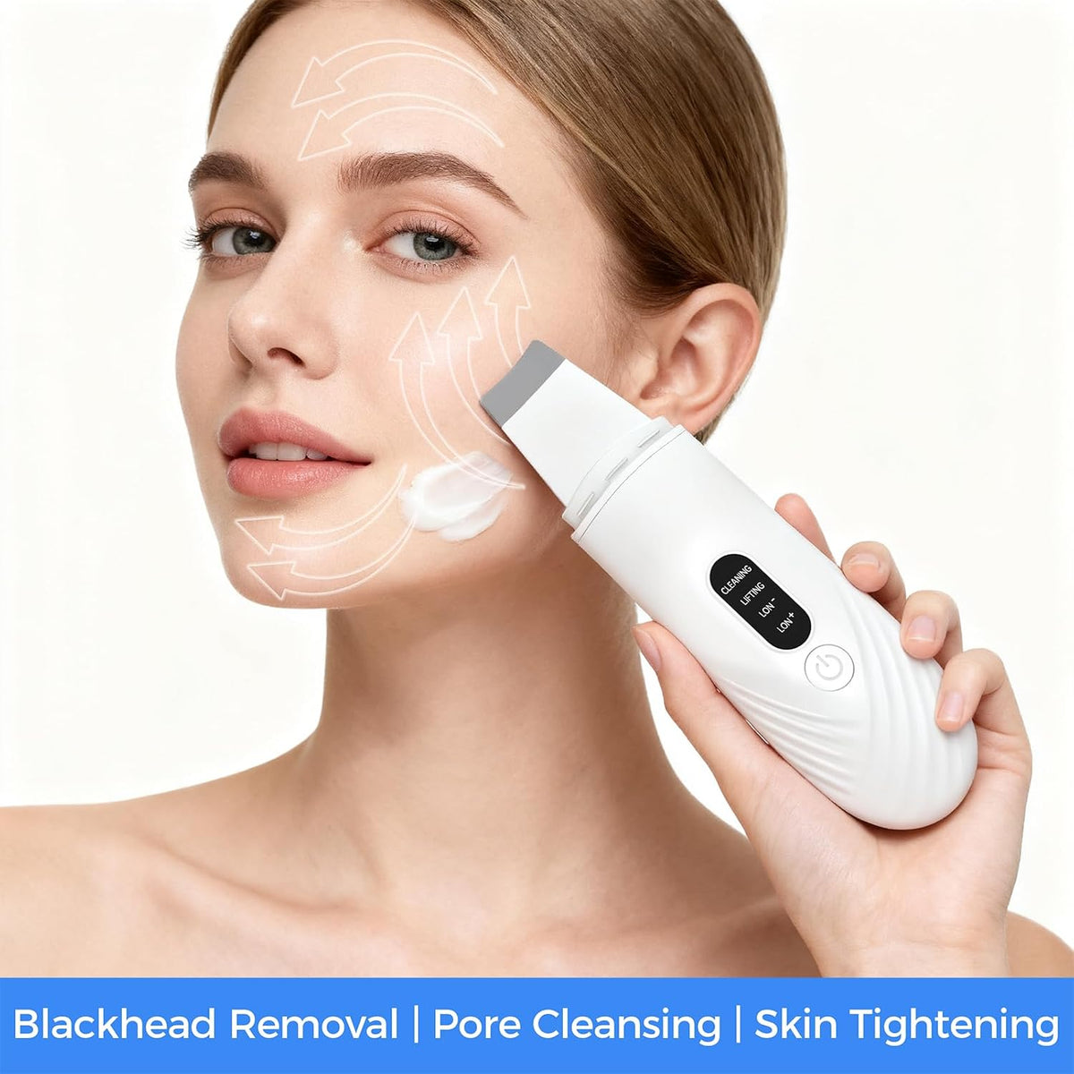 Skin Scrubber Face Spatula, Blackhead Remover Tool for Facial Deep Cleansing, Face Spatula Pore Cleaner with 4 Modes, Whitehead Remover, Blackhead Extractor, Face Scrubber (White)