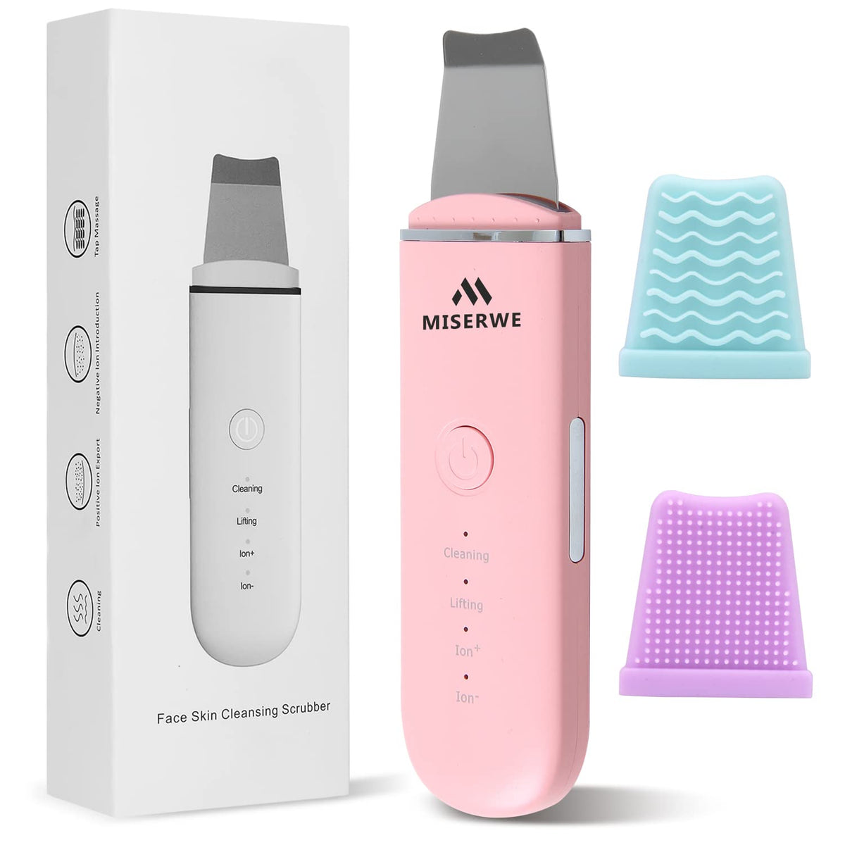 Skin Scrubber Face Skin Spatula Facial Scrubber Spatula for Deep Cleansing Blackhead Remover Pore Cleaner with 4 Modes (White)