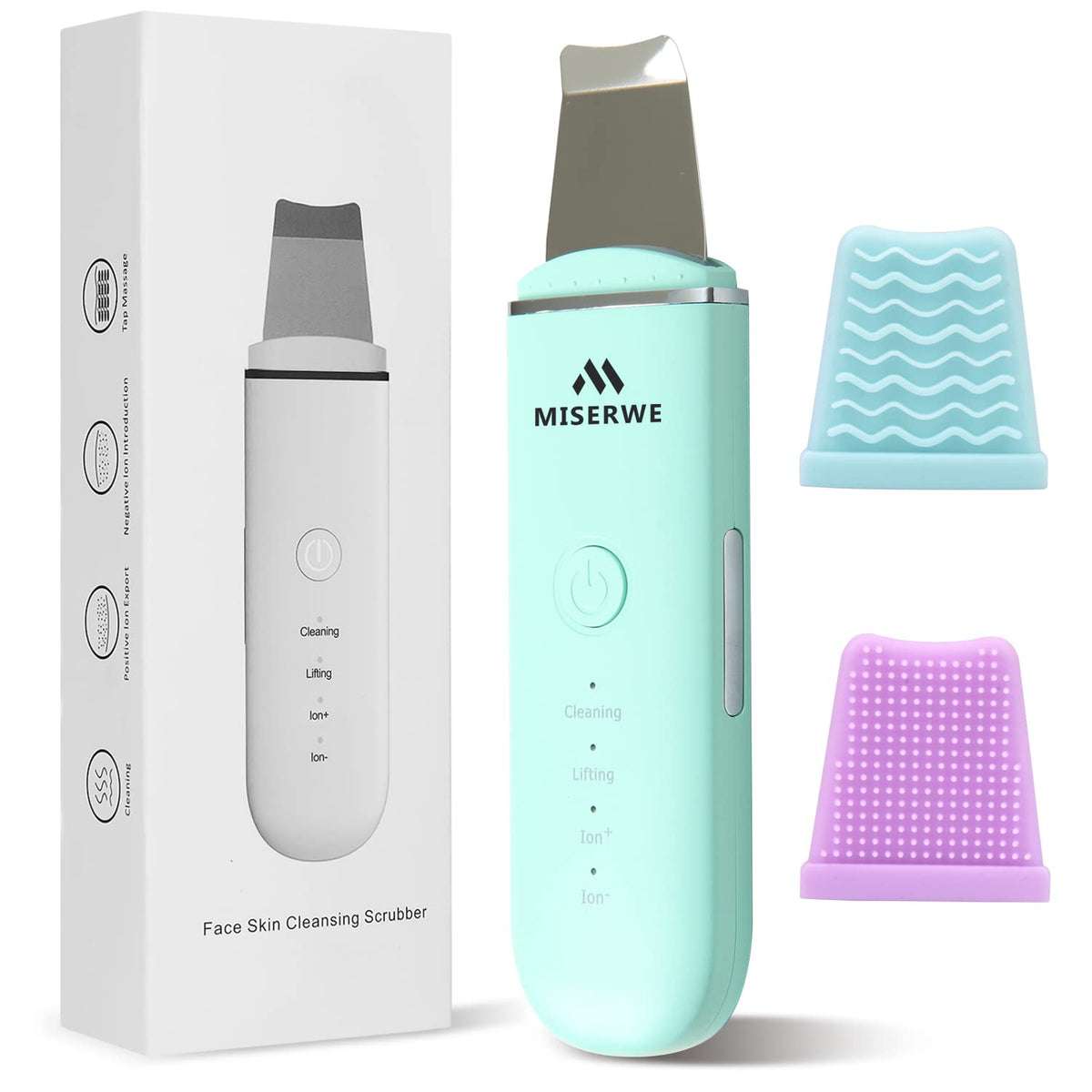 Skin Scrubber Face Skin Spatula Facial Scrubber Spatula for Deep Cleansing Blackhead Remover Pore Cleaner with 4 Modes (White)