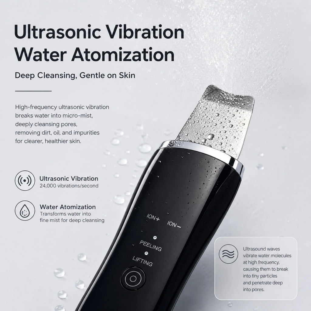 Electric Ultrasonic Skin Scrubber Face Spatula Home Ultrasonic Skin Scrubber Facial Cleaner Handheld Mini Derma Galvanica Tightening Face Scrubber Machine Skin Scrubber USB Ultrasonic