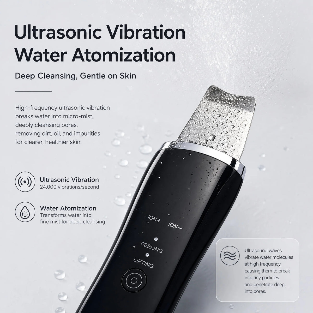 Electric Ultrasonic Skin Scrubber Face Spatula Home Ultrasonic Skin Scrubber Facial Cleaner Handheld Mini Derma Galvanica Tightening Face Scrubber Machine Skin Scrubber USB Ultrasonic