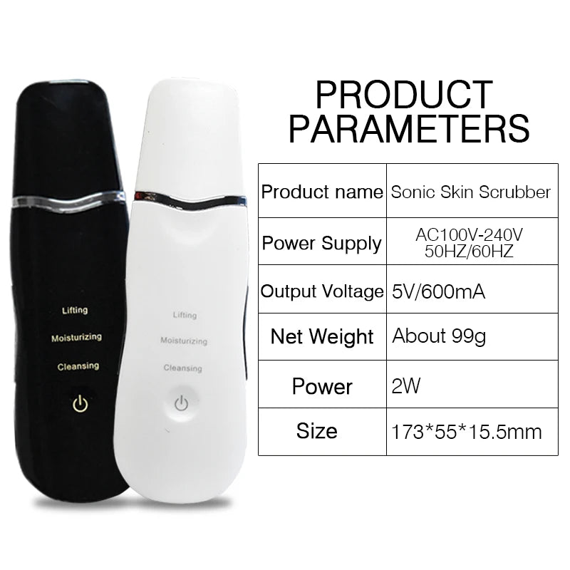 Ultrasonic Skin Scrubber (Black & White)