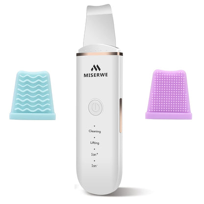 Skin Scrubber Face Skin Spatula Facial Scrubber Spatula for Deep Cleansing Blackhead Remover Pore Cleaner with 4 Modes (White)